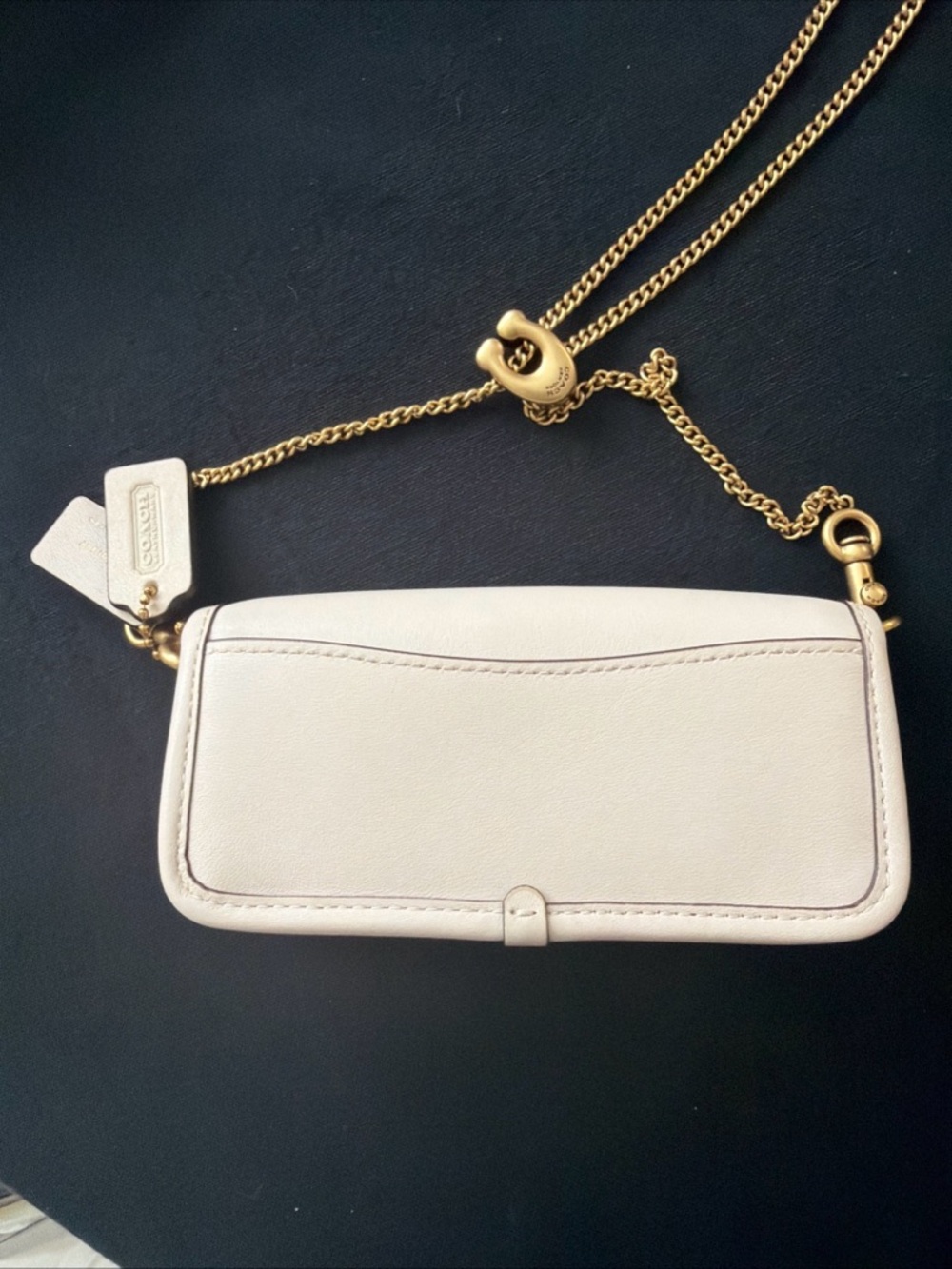 NWOT Coach Glovetanned Leather Mini Dinky Bag Chain Crossbody NWT CZ108 in Chalk - Picture 3 of 8